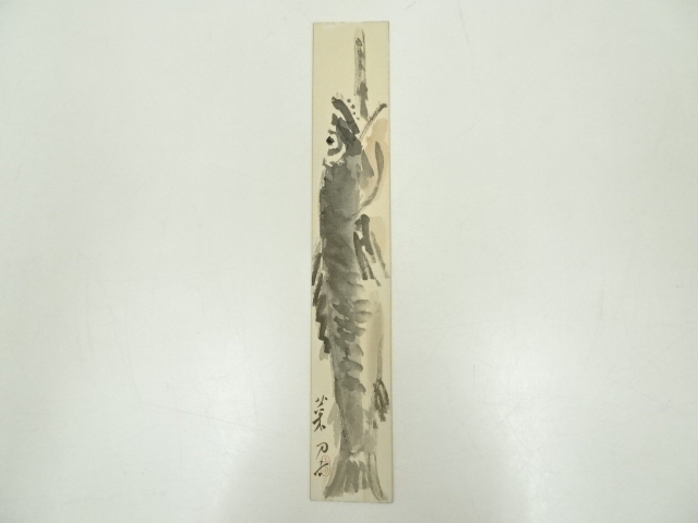 JAPANESE ART / TANZAKU HAND PAINTED / DRIED SALMON 